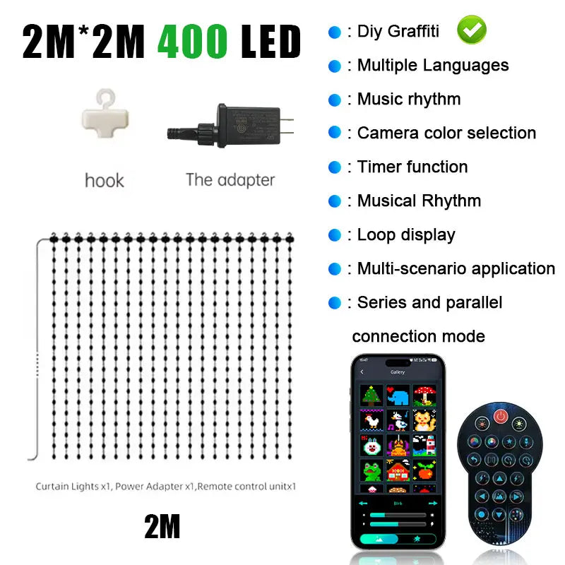 MIMIRGB LED RGB Curtain Lights App Controlled Music Sync