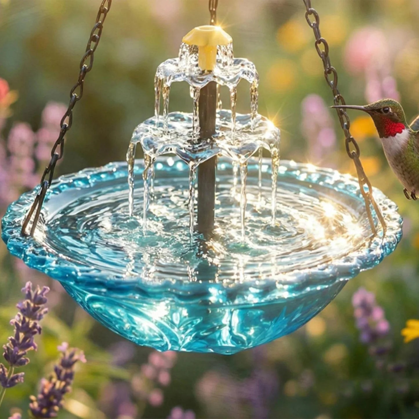 Solar Hanging Bird Bath Fountain for Outdoor Garden Decor