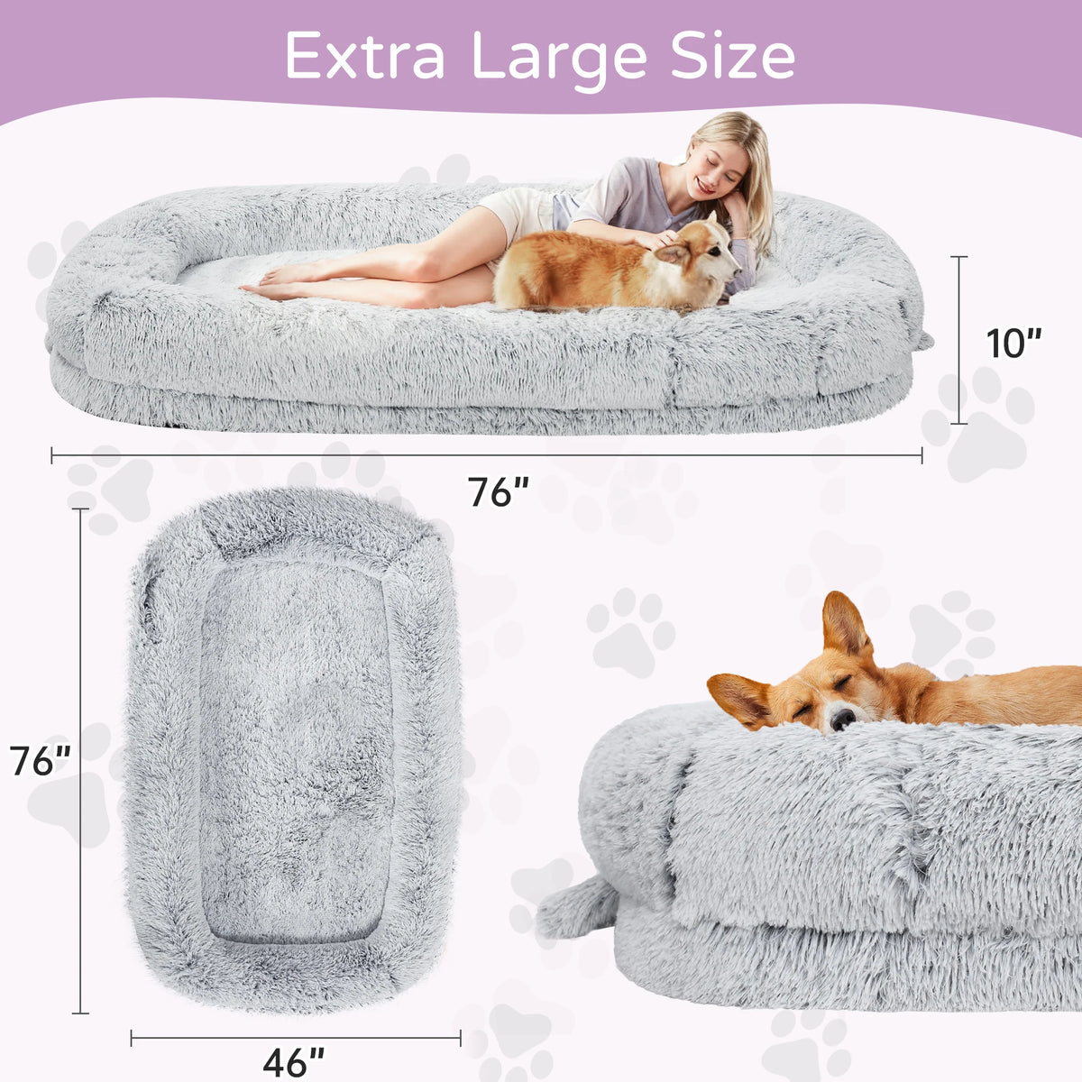 Orthopedic Human Dog Bed With Removable Washable Cover