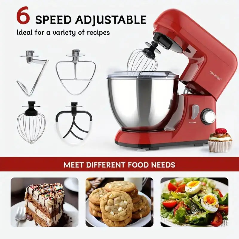 US Plug 1pc Stand Mixer, 4.5 Qt Tilt-Head Electric Household Stand Mixer - 500W 6+P Speed,Food Beater And Butter Beater