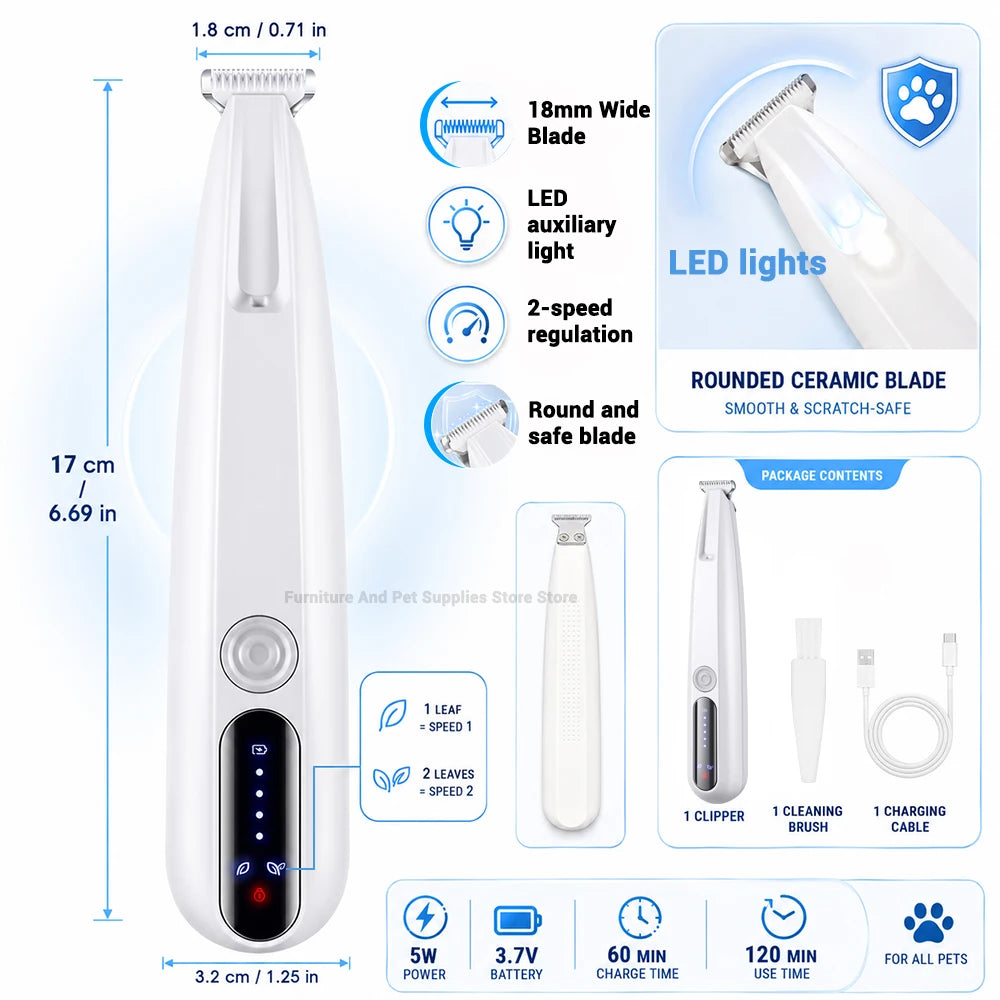 New Type of Dog Paw Trimmer with Travel Lock Function Fully Waterproof Pet Hair Trimmer with LED Display Screen Cat Hair Trimmer