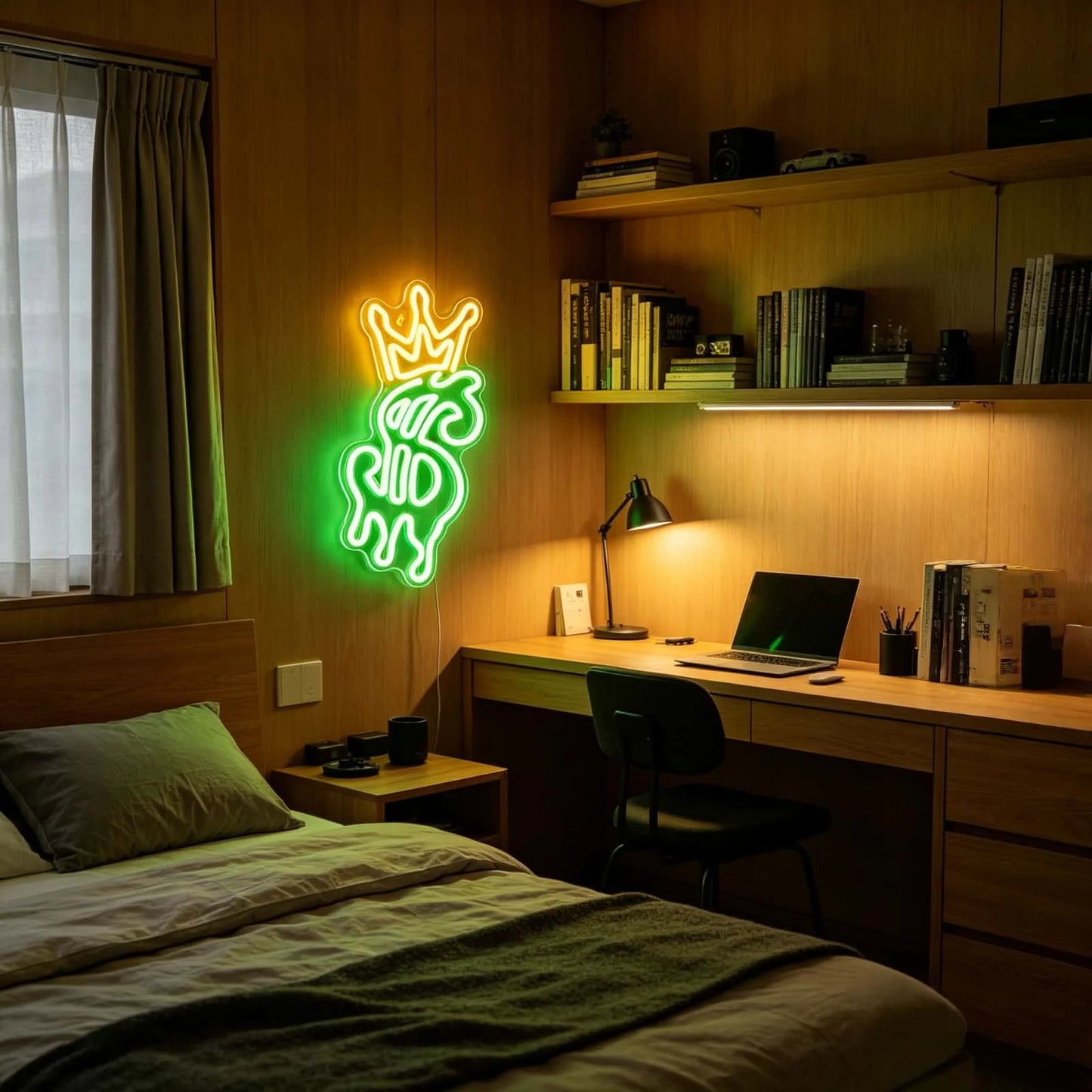 Thiixdai Crown Dripping Dollar LED Neon Wall Sign Decor