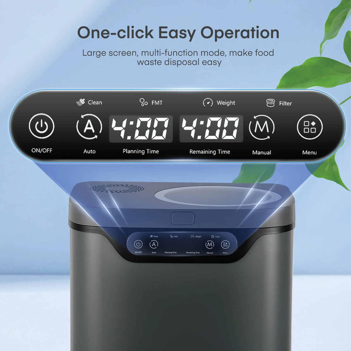 Automatic Countertop Food Composter With Auto Clean And Odor Removal