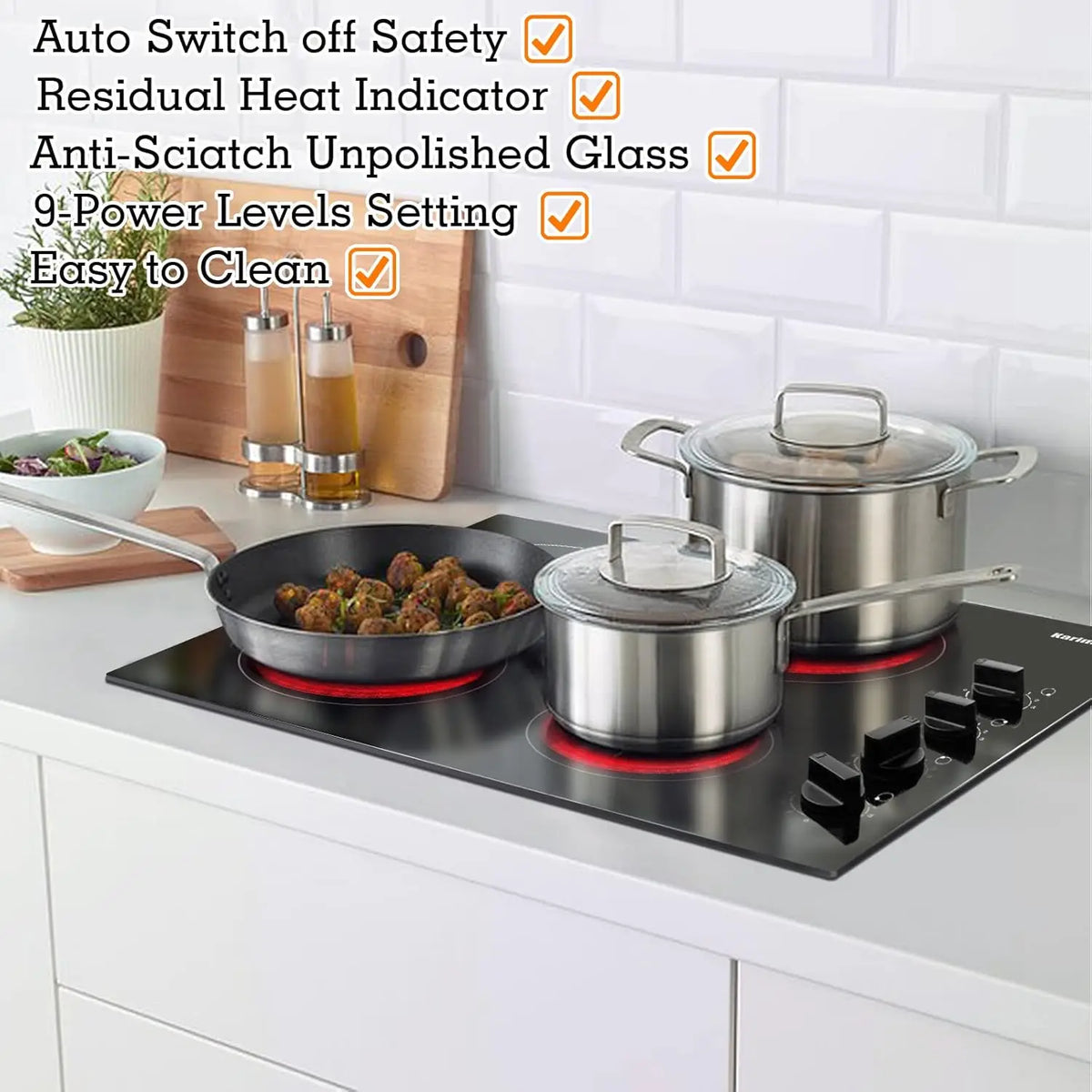 Karinear Four Burner Built In Electric Cooktop With Knob Controls