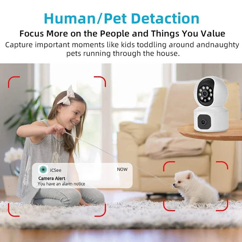8MP 4K Wireless Camera PTZ Dual Lens WIFI Home Smart Protection IP Camera Night Vision Two Way Audio Surveillance Baby Monitor