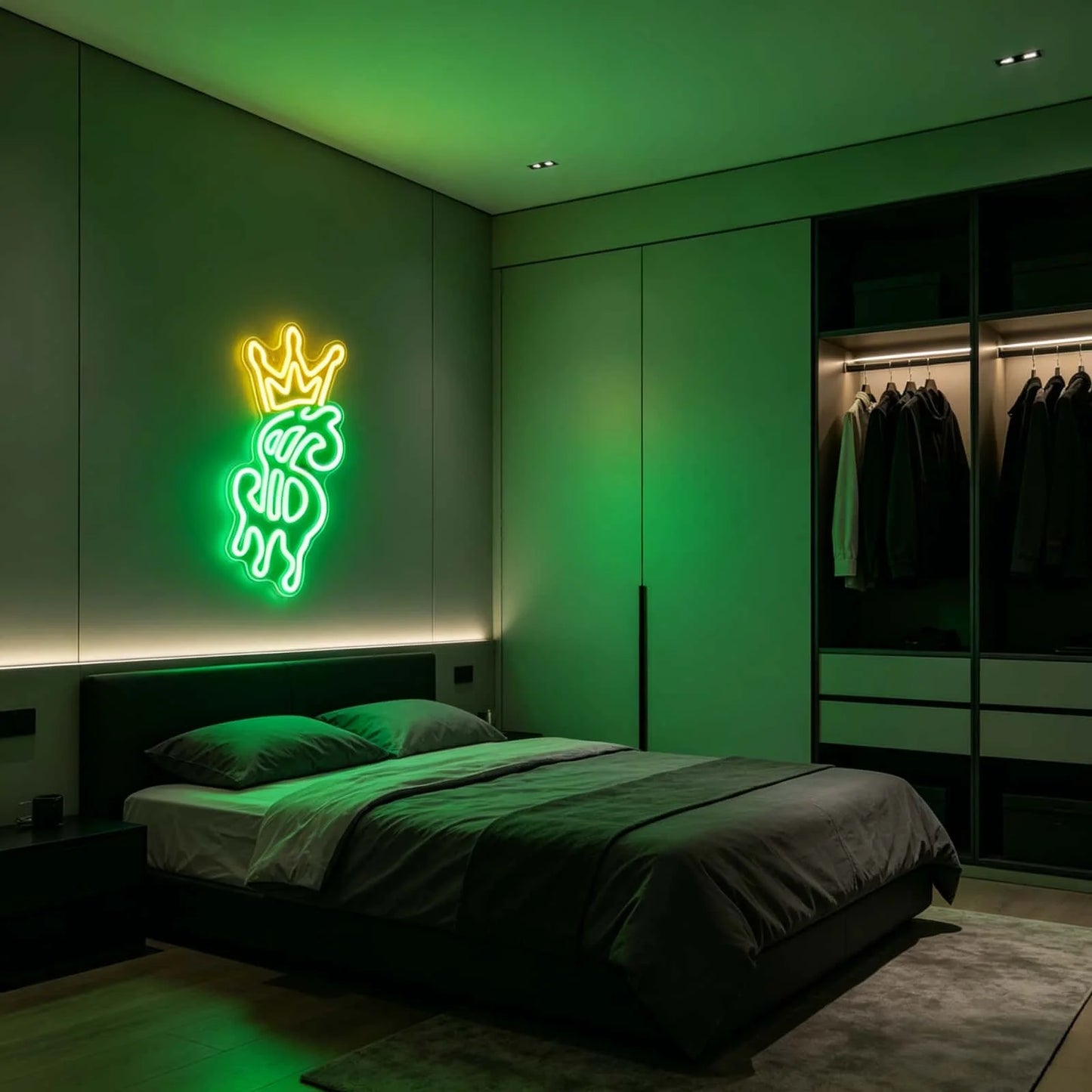 Thiixdai Crown Dripping Dollar LED Neon Wall Sign Decor