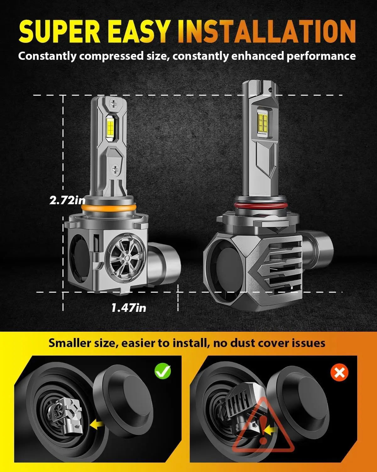 4PCS LED 9005 9006 Light Bulbs Combo,100000LM 6500K Cool White,9005 HB3 & 9006 HB4 Accessory Fog Light with Cooling Fan
