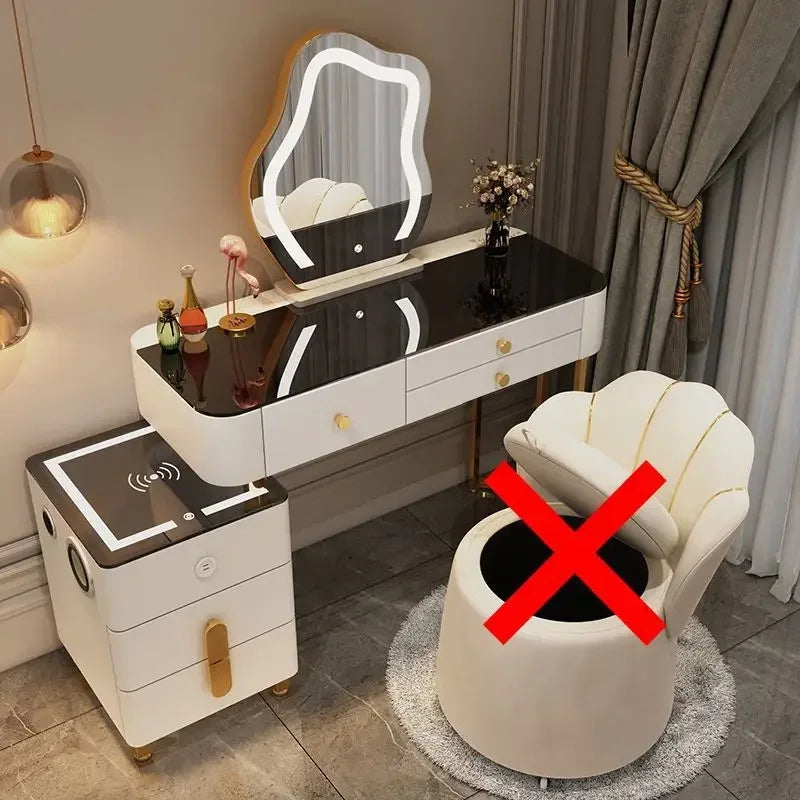 Luxury Glass Vanity Table With Smart Wireless Charging Led Mirror