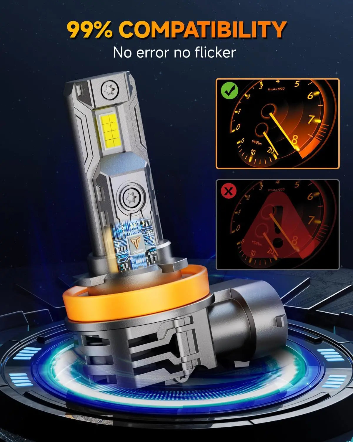 2PCS LED H11 Headlight light Bulb 45000LM 900% Brighter 6500K Super Bright,1:1 H11  Size Fog Lights Canbus Ready,IP68 Waterproof