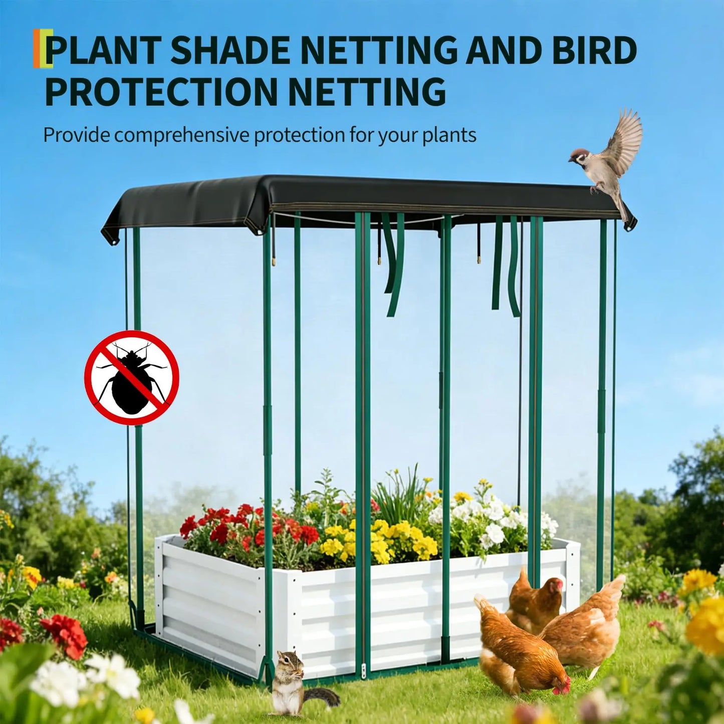 HiMISS 3In1 Raised Garden Bed Galvanized Metal Planter Box