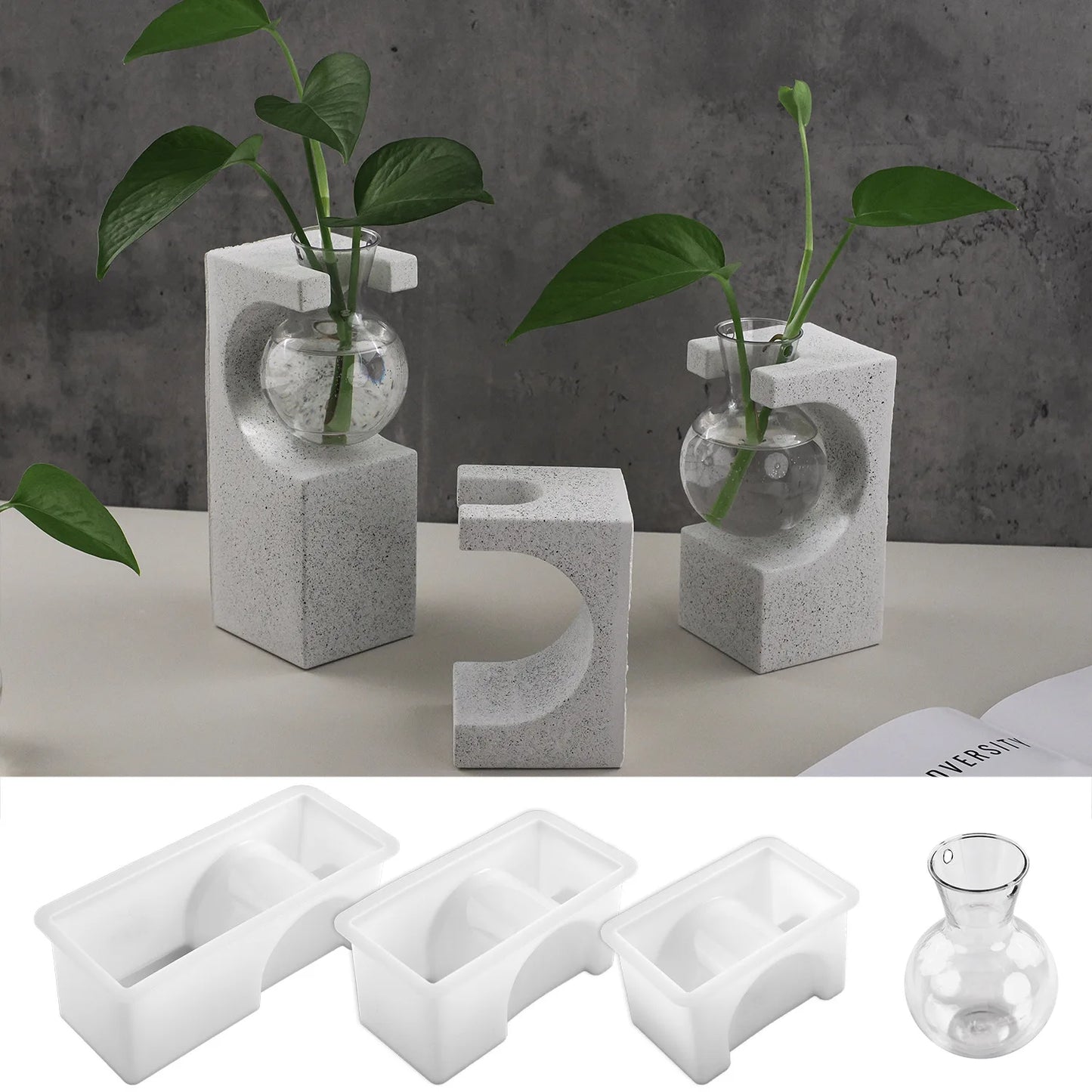 DIY Silicone Mold for Cube Vase - Epoxy Resin, Plaster, Cement - Hydroponic Test Tube Planter Art Mold DIY Art Craft Home Decor