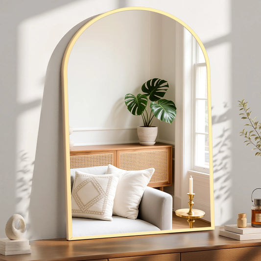 JHK Modern Arched Bathroom Wall Mirror For Vanity And Home Decor