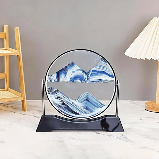Rotatable Sandscape Moving Sand Art Picture Flowing Sand Painting Round Glass Quicksand 3D Hourglass Office Home Decor Gifts
