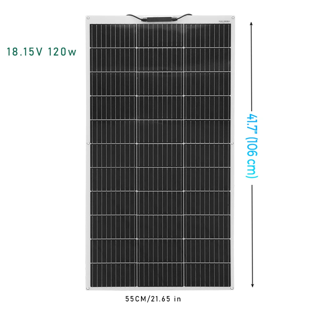Solar Panel Battery Charger 50W 120W 12V  Flexible Solar Panel 18V Photovoltaic Mono Module  for Caravan Home Roof Car Motorhome