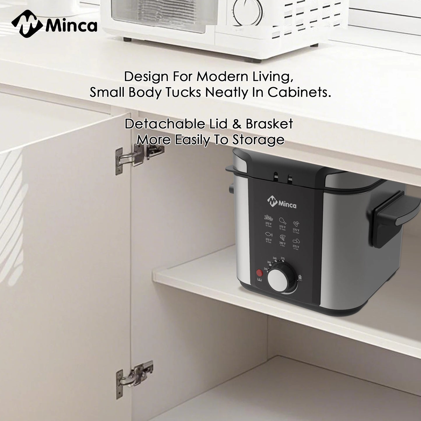 Minca 1.5L Electric Deep Fryer with Viewing Window, Adjustable Temp, Removable Basket, Stainless Steel Body & Cool-Touch Handle