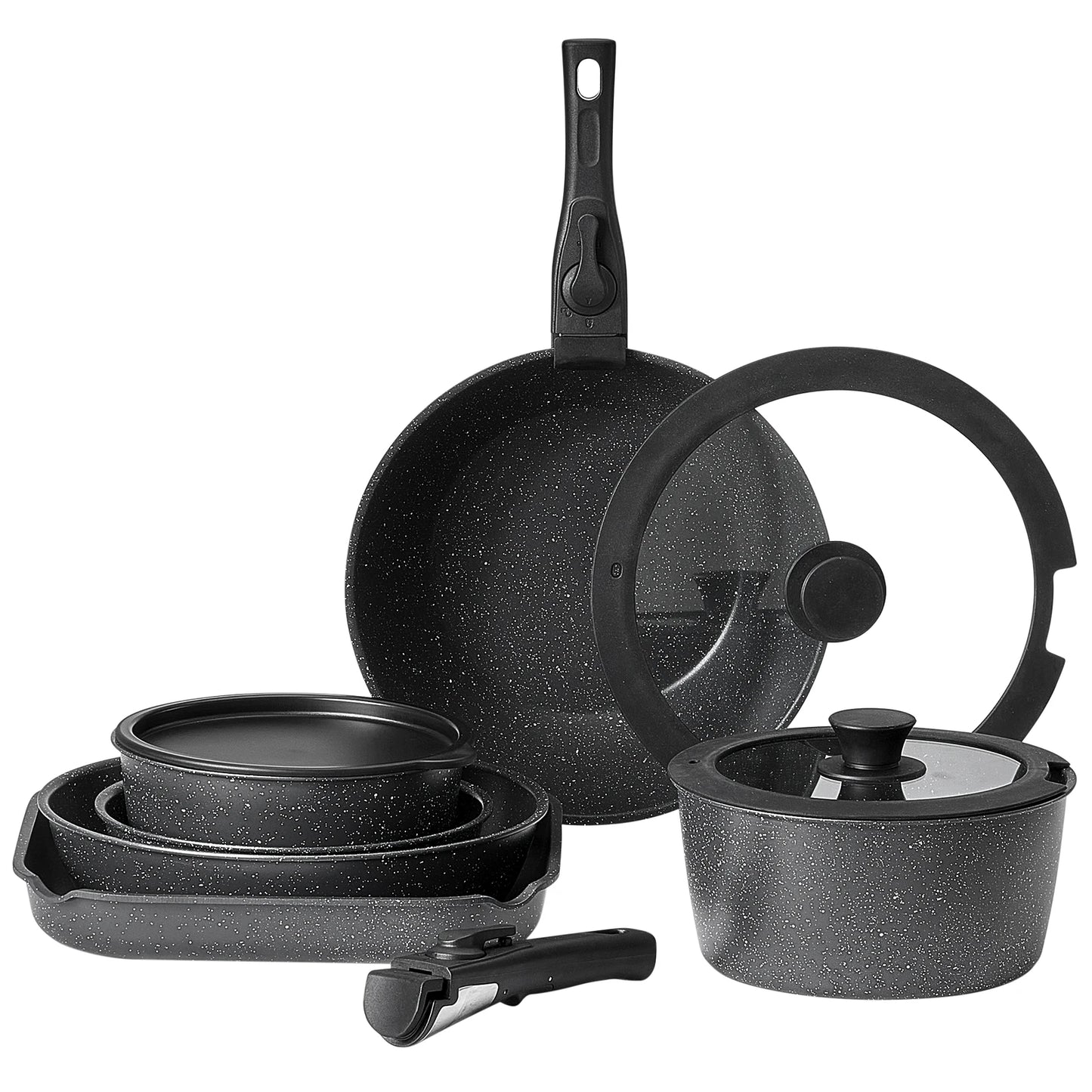 SucceBuy Nonstick Granite Cookware Set for Induction