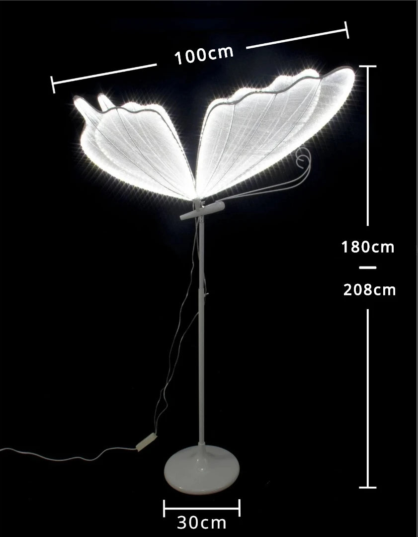 Modern Luxury White Lace Butterfly LED Floor Lamp Corridor Party Stage Wedding Romantic Road Decoration E27 Light Bulb Fixtures