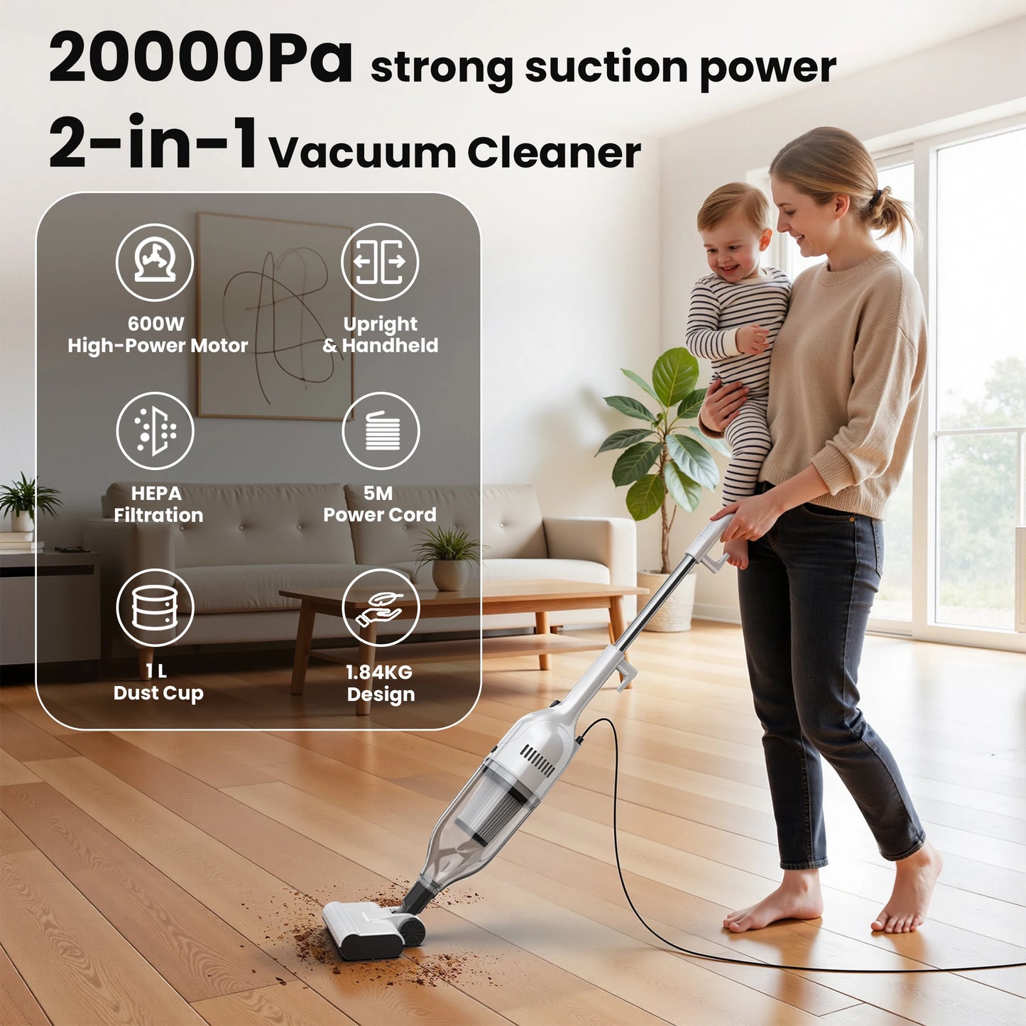 INSE R7 Corded Vacuum Cleaner 20KPa 600W Suction Power
