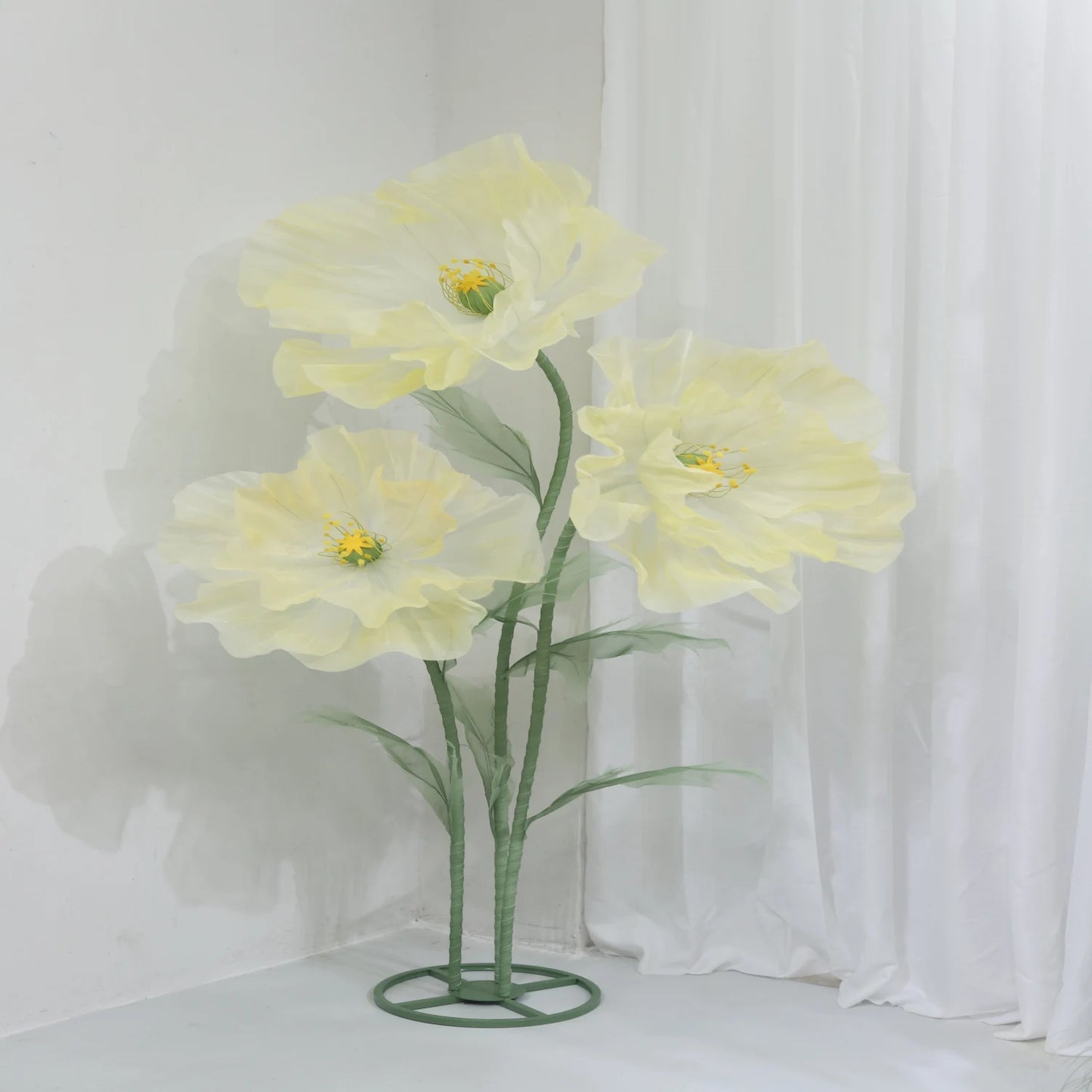 Waterproof Giant Silk Decorative Poppy Big Artificial Flowers Wedding Road Lead Flower Backdrop Decoration With Stand Home Decor