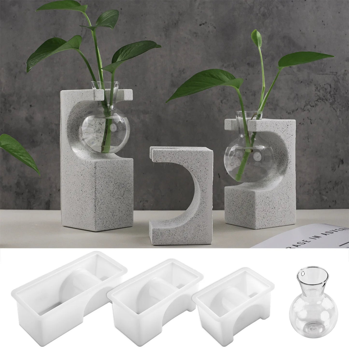 DIY Silicone Mold for Cube Vase - Epoxy Resin, Plaster, Cement - Hydroponic Test Tube Planter Art Mold DIY Art Craft Home Decor
