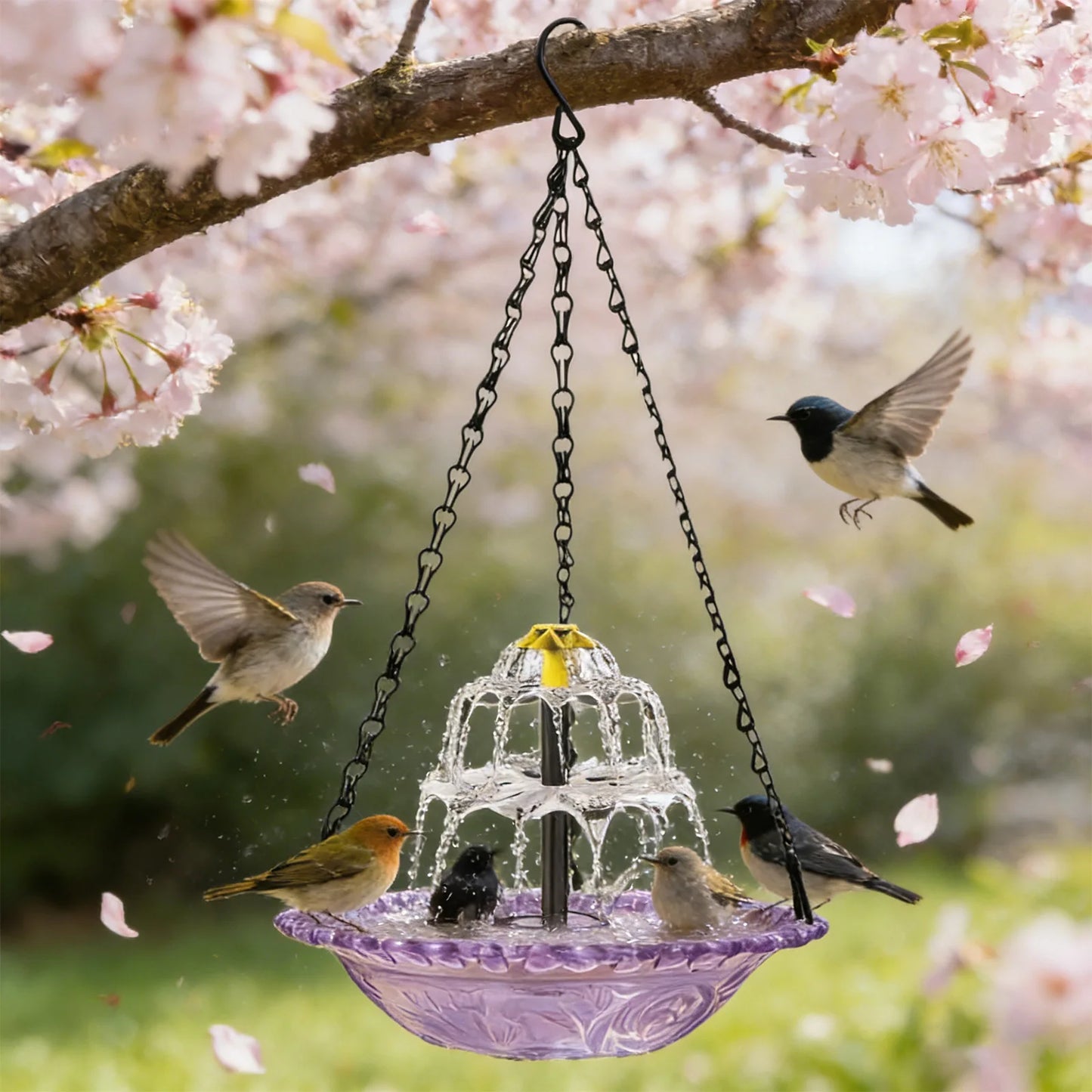 Solar Hanging Bird Bath Fountain for Outdoor Garden Decor