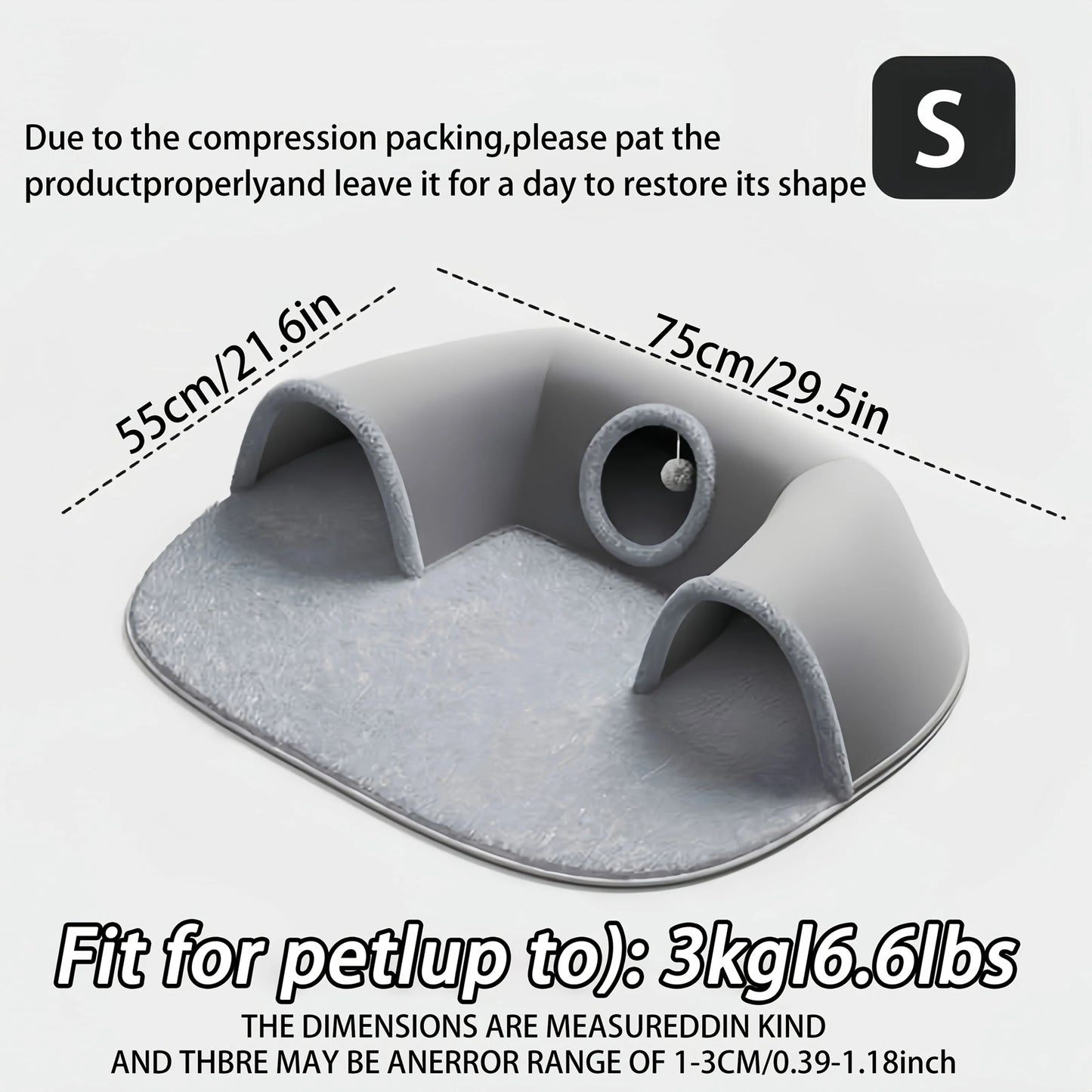 3-in-1 Cat Tunnel Bed, Convertible Play Tunnel & Warm Nest with Non-Slip Bottom, Cozy Plush Pet Mat for Cats, Rabbits