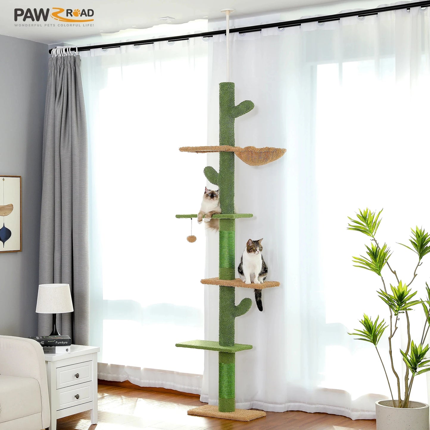 PAWZ Road 5-Tier Cat Tree Floor To Ceiling With Scratching
