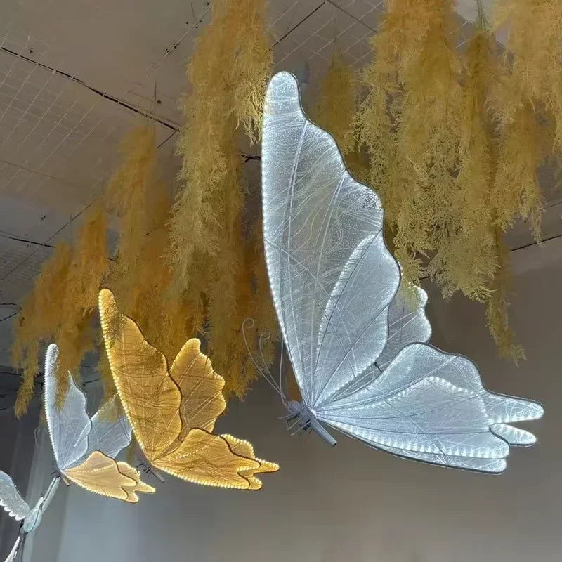 Modern Luxury White Lace Butterfly LED Floor Lamp Corridor Party Stage Wedding Romantic Road Decoration E27 Light Bulb Fixtures