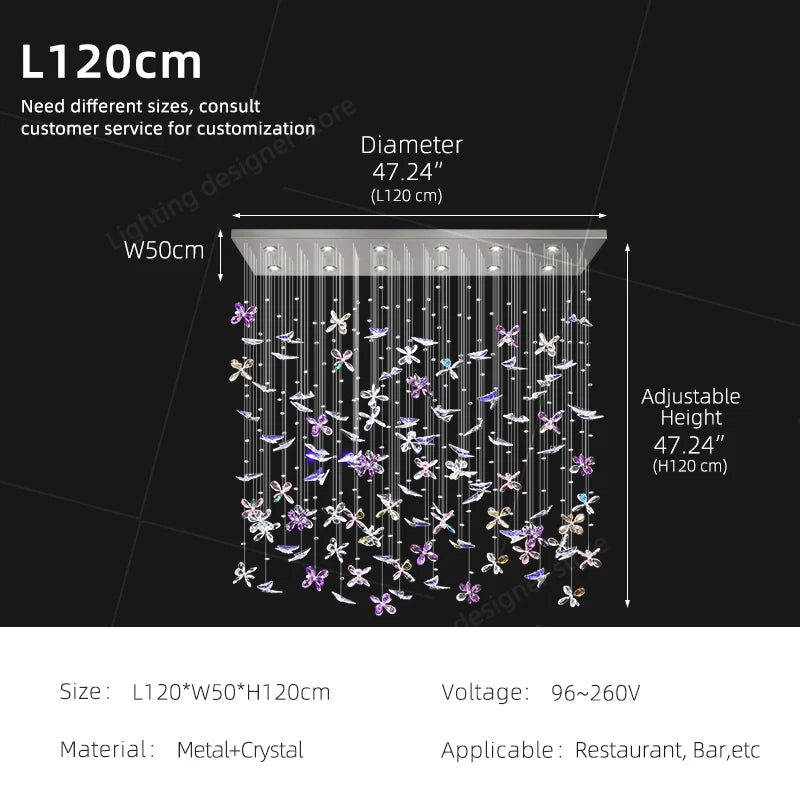Yingxuan Butterfly Crystal Chandelier For Dining Room Kitchen Island