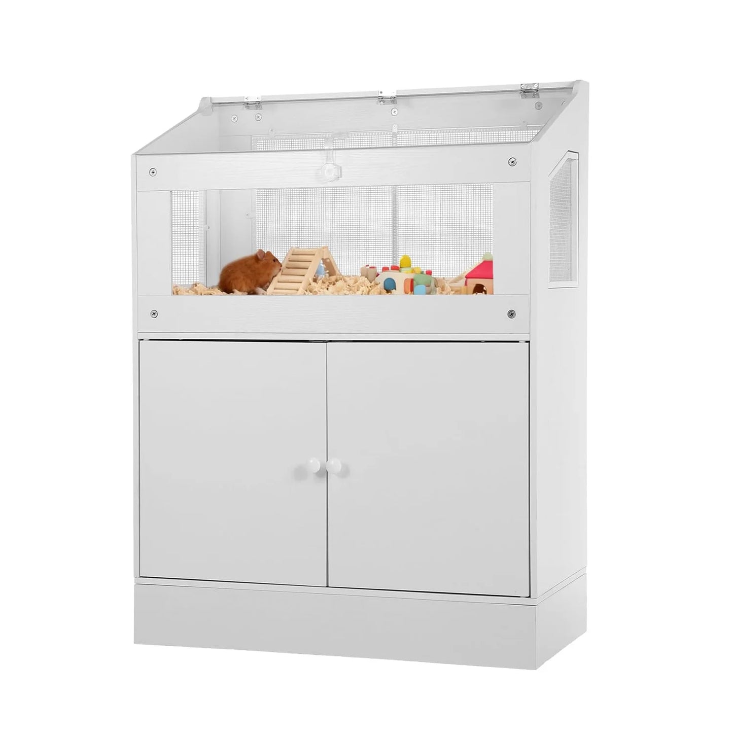 Large Acrylic Small Animal Cage With Storage Cabinet Pet Habitat For Hamster Guinea Pig Rat Hedgehog Easy Clean & Ventilated