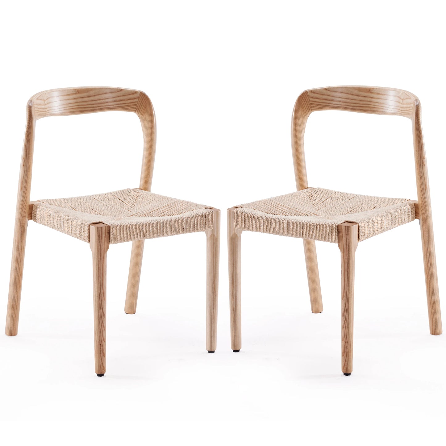 FARINI Ash Wood Stackable Dining Chairs Mid Century Modern