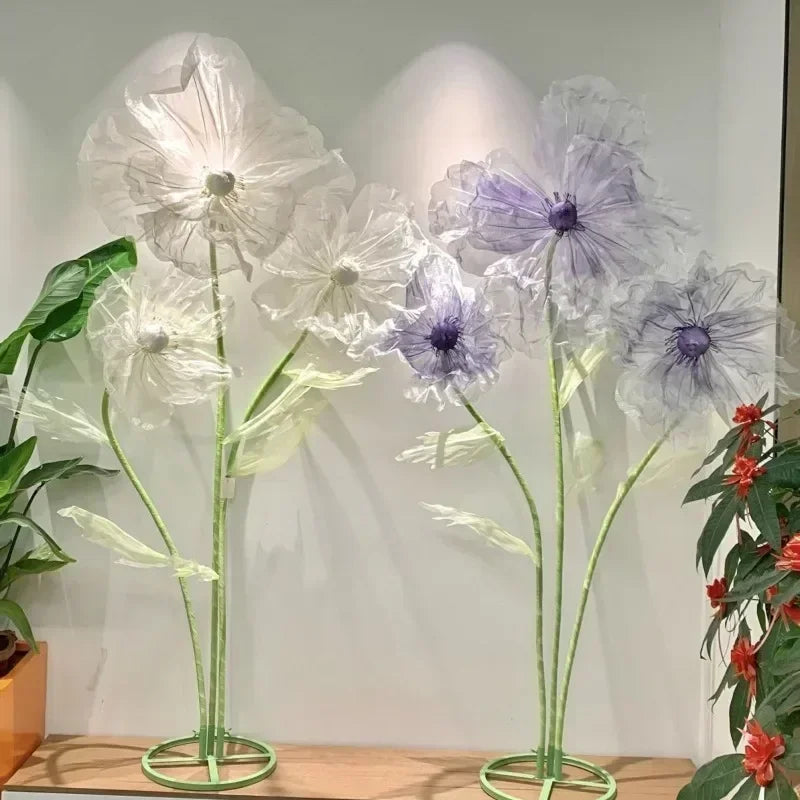 190cm Large Artificial Poppy Flowers Wedding Decor Props Road Lead Flowers Garden Wedding Decoration Window Display Home Decor