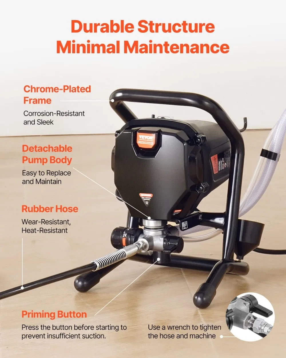 750W Electric Airless Paint Sprayer 3000PSI High Pressure for Home Furniture Fences Interior Exterior Painting