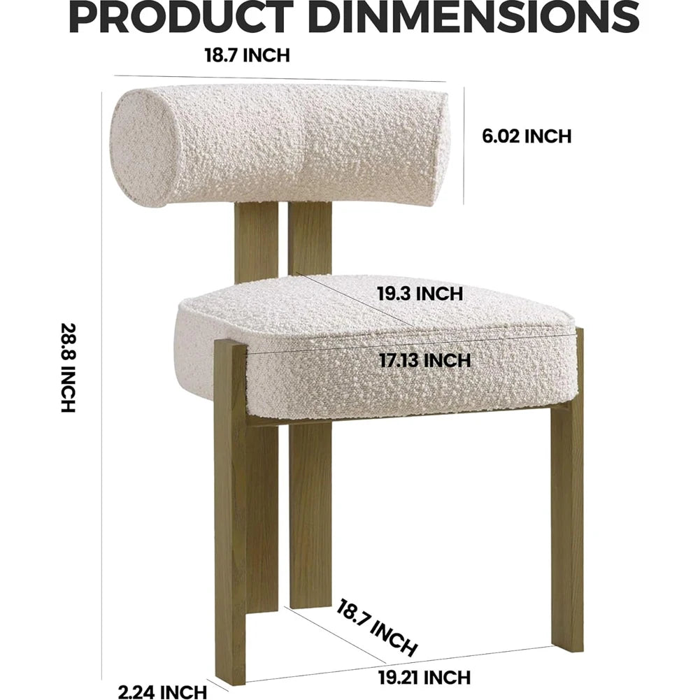 HiMISS Dining Chairs Set Of 2 Modern Boucle Ergonomic Back