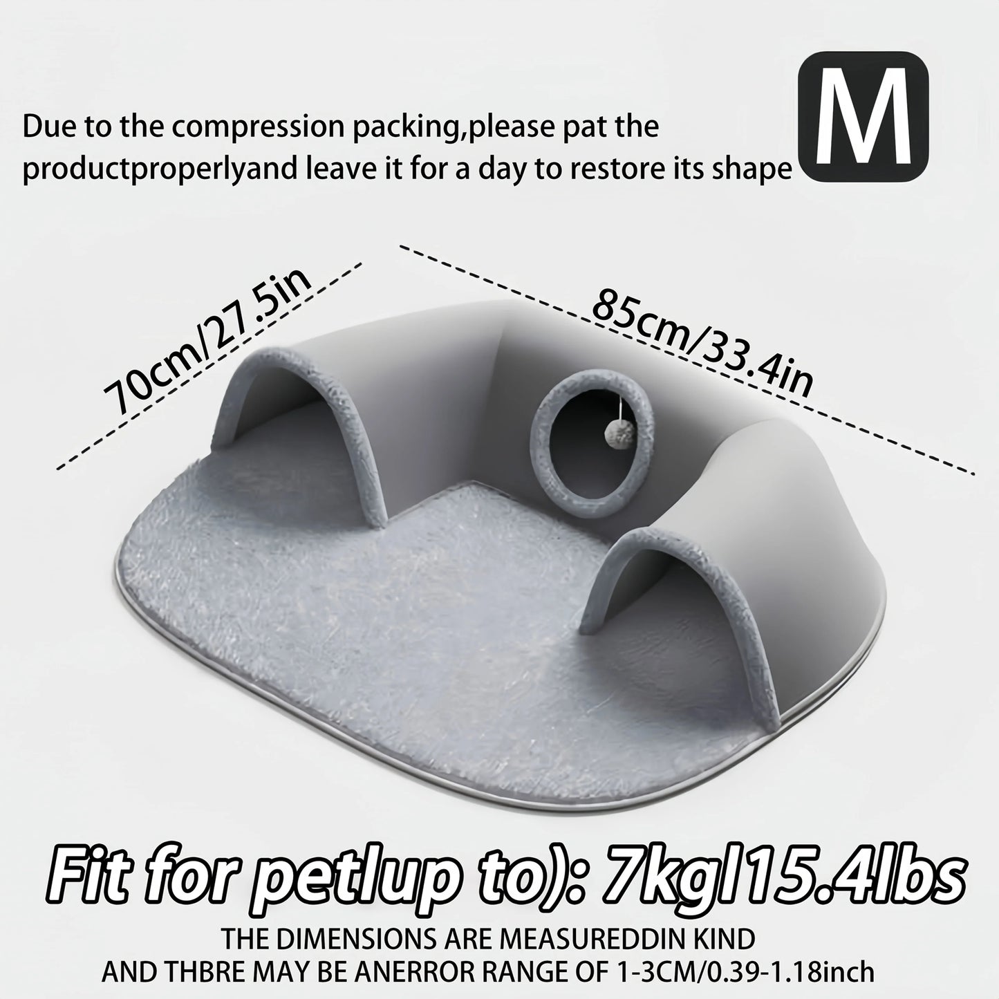 3-in-1 Cat Tunnel Bed, Convertible Play Tunnel & Warm Nest with Non-Slip Bottom, Cozy Plush Pet Mat for Cats, Rabbits