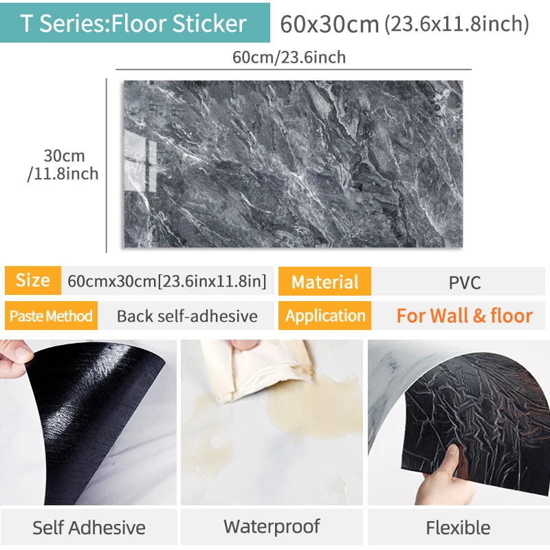 30 Pack Imitation Marble Ceramic Tile Wall Stickers,Thick Self-Adhesive PVC Wall Panels for Home Decor-Strong Adhesive Backing