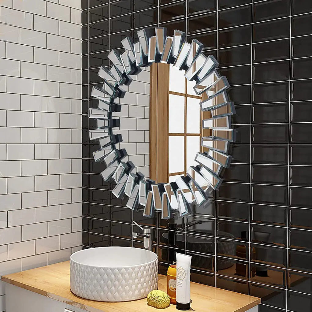 Luvodi Round Decorative Wall Mirror With Artistic Starburst Design