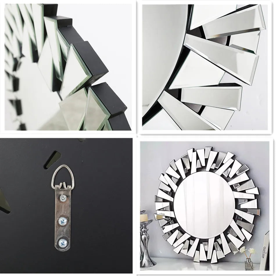 Luvodi Round Decorative Wall Mirror With Artistic Starburst Design