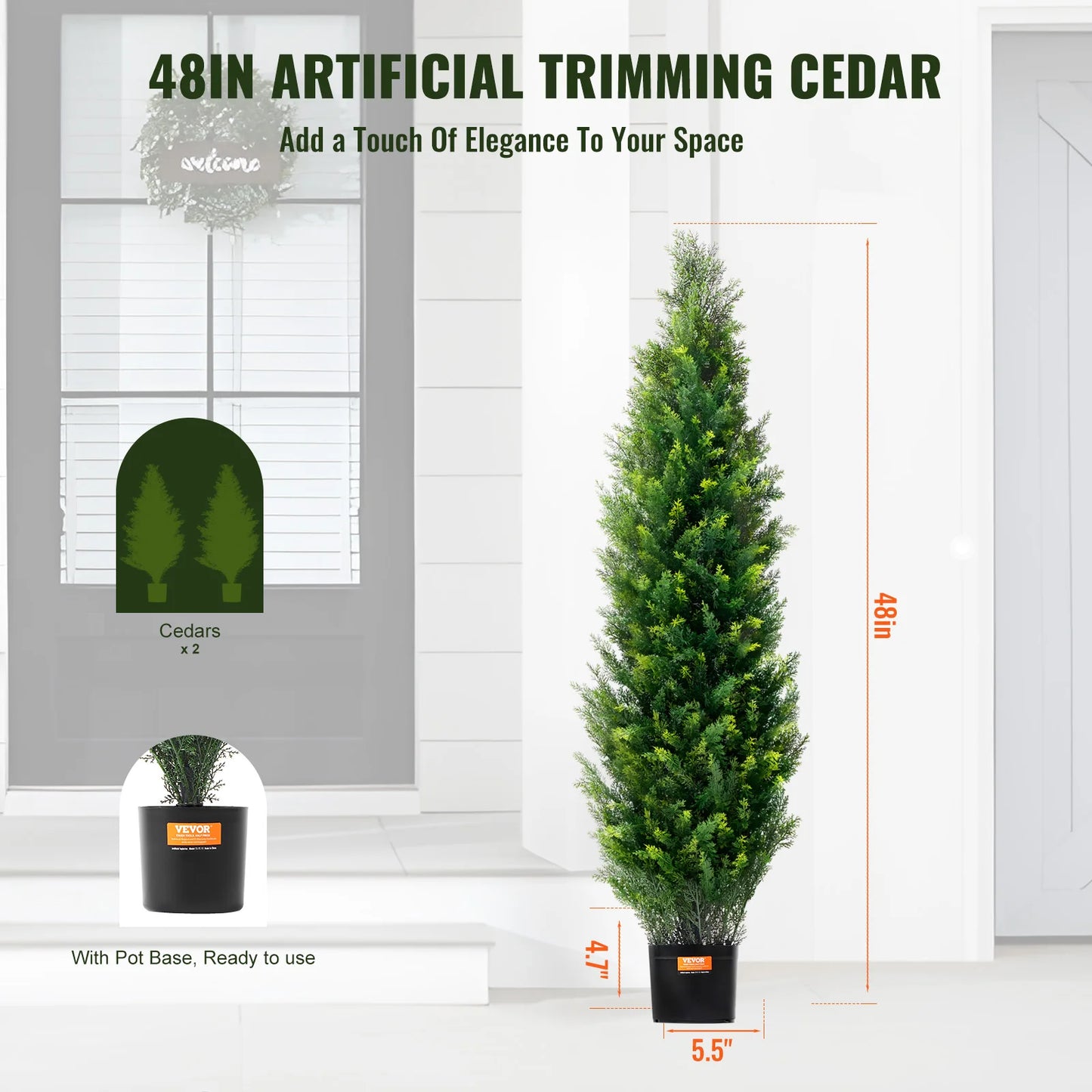 SucceBuy Artificial Cedar Topiary Tree Outdoor Decor Greenery
