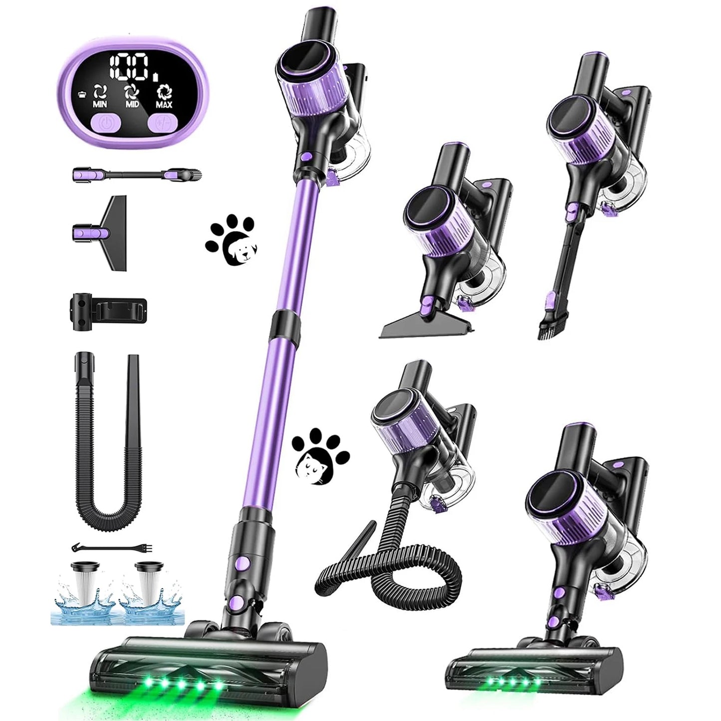 S Cordless Vacuum Cleaner 55Kpa 500W 45min 10 In 1