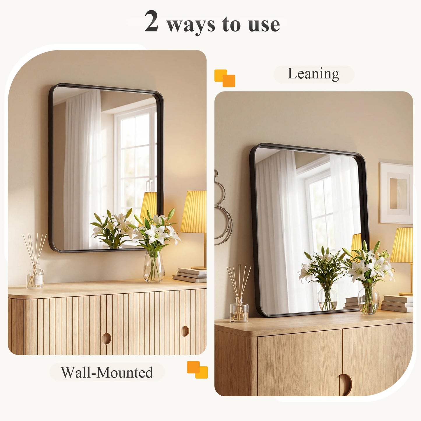 MCQ Matte Framed Wall Mirror For Modern Bathroom Vanity