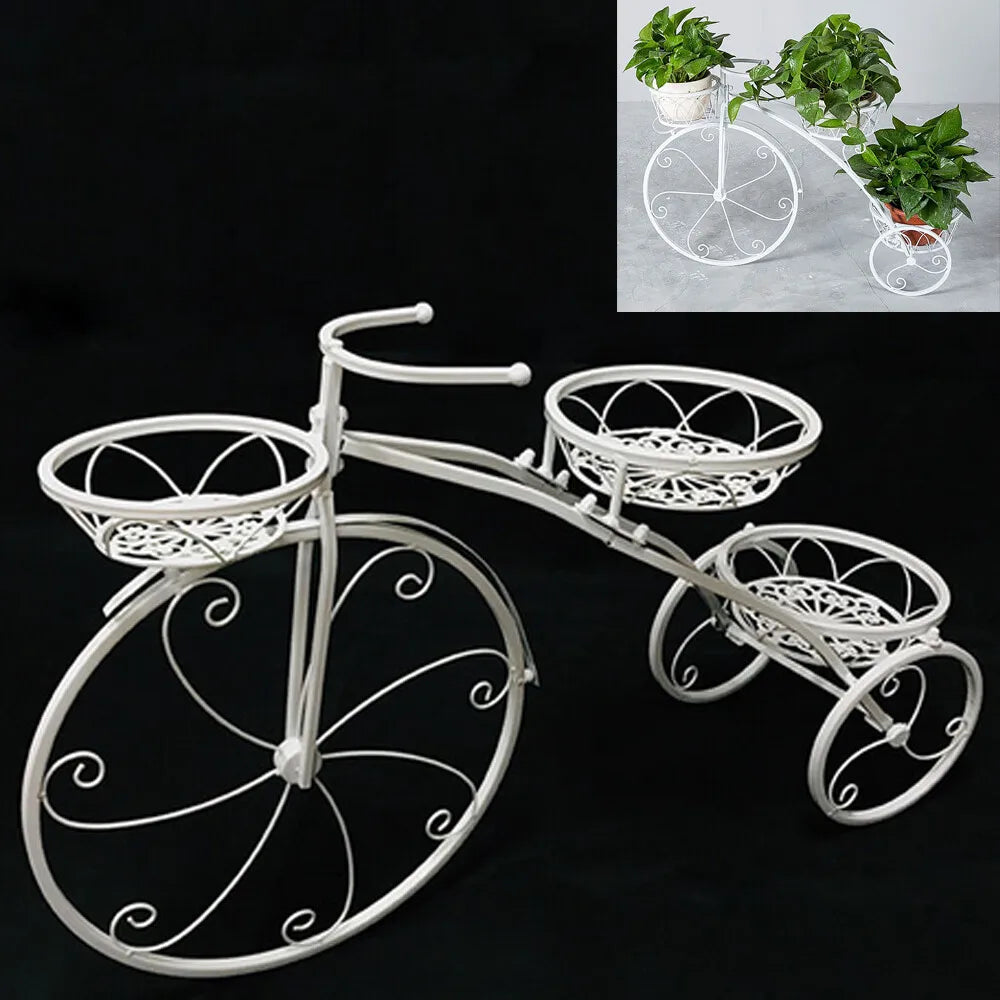 Bymaocar 3 Tier Iron Plant Stand Bicycle Design Indoor Outdoor