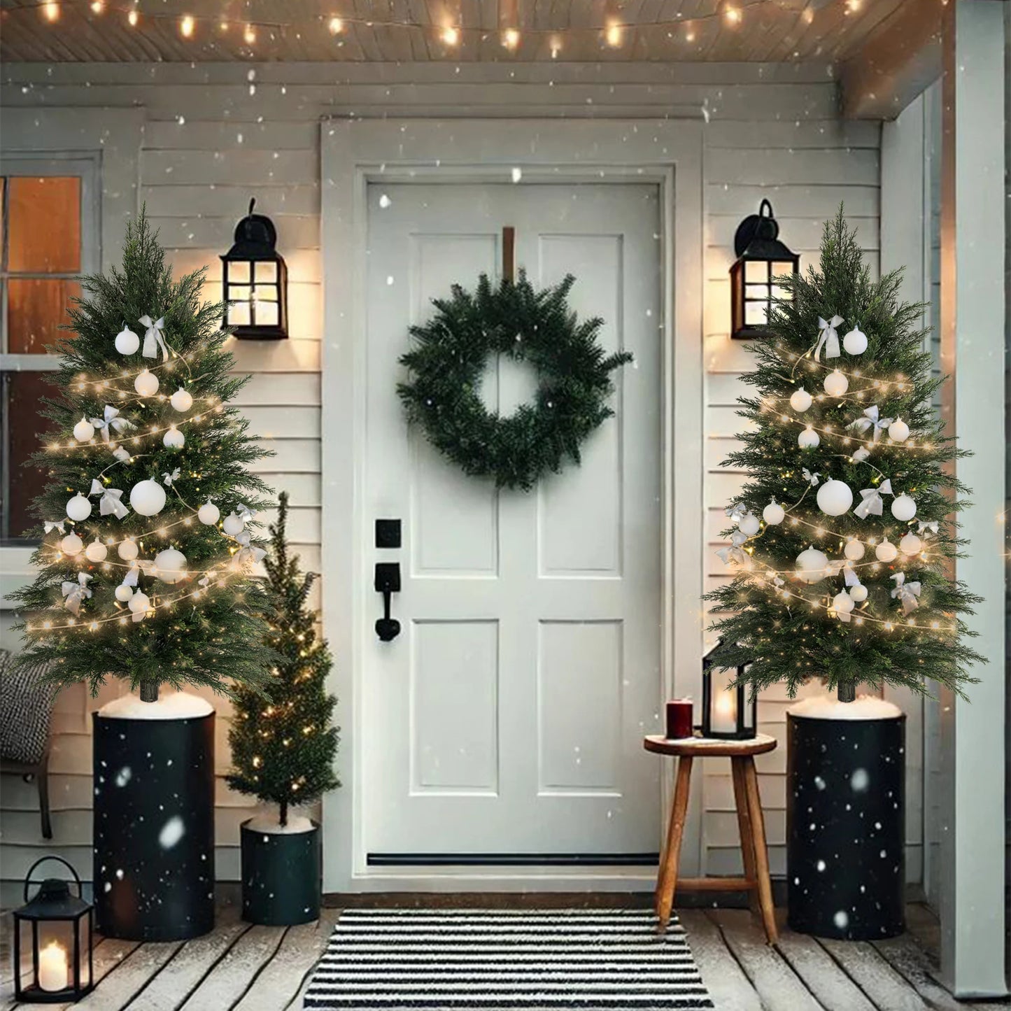 Artificial Cedar Topiary Trees Lifelike Faux Shrubs For Indoor Outdoor Decor