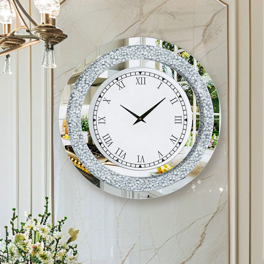 Elegant Silent Quartz Wall Clock With Crushed Diamond Edge