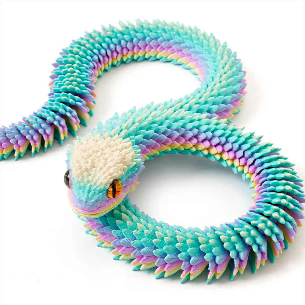 3D Printed Snake Decoration Colorful Model 3D Printed Animals Creative Toy Desk Accessories Room Decor Table Ornament 3 Sizes