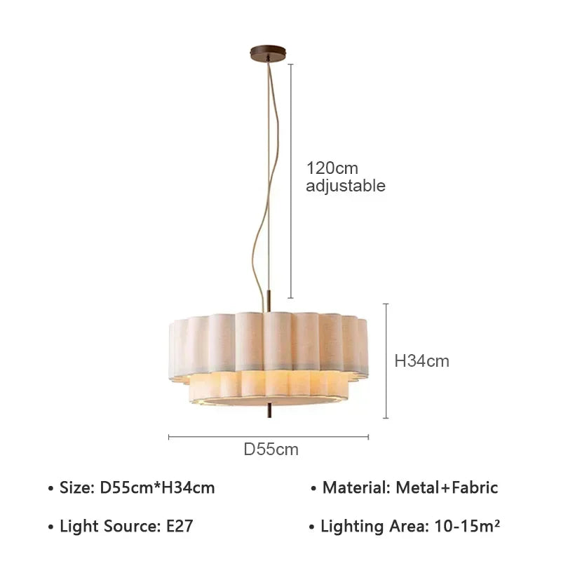 Cloth Pendant Lamps Fabric Skil Hanging Chandelier Light Fixture for Living Dining Room Bedroom Home Decor