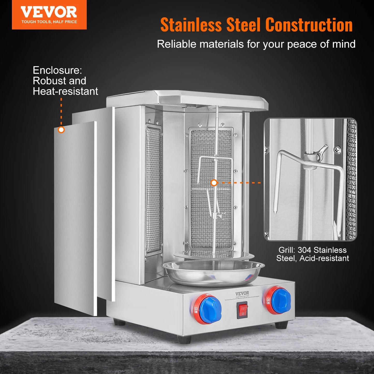 SucceBuy Shawarma Grill Machine13 lbs Chicken Shawarma Cooker Gas Vertical Broiler Gyro Rotisserie Oven Doner Kebab for Home
