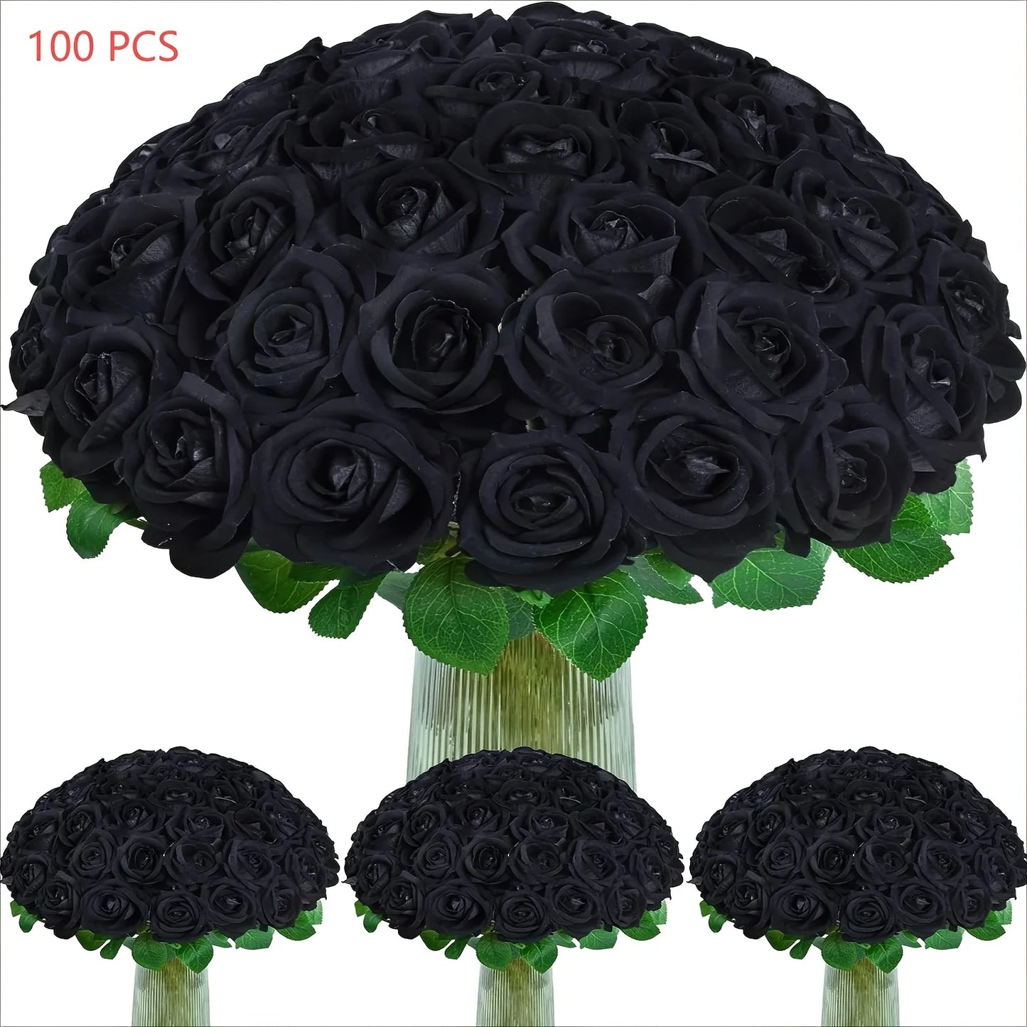 us50/100pcs Red Roses Artificial Flowers, Real Touch Velvet Roses Bouquet Fake Flowers Bulk, Artificial Roses with Long Stems for Valentines Day Gift DIY Bridal Wedding Centerpiece Decorations, Mothers Day Decor, Home Decor,