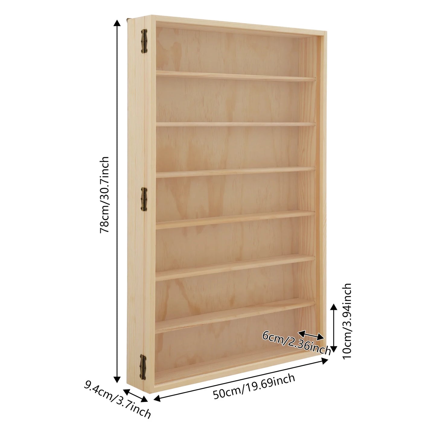 7-Tier Large Capacity Wall-Mounted Wooden Display Cabinet with Dust-Proof Clear Acrylic Door For Model Cars and Action Figures