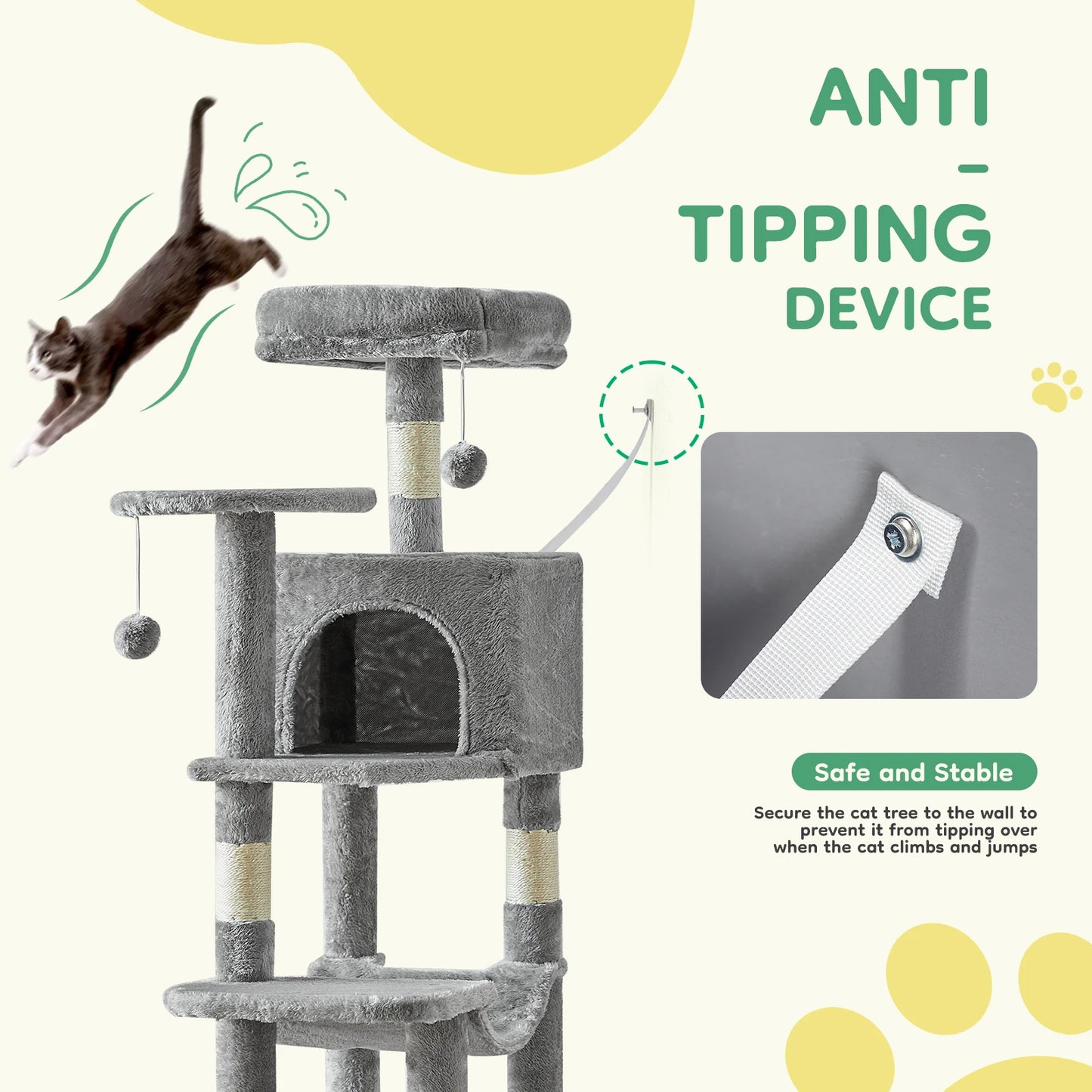 JHK Cat Tree For Multi Cat Indoor Climbing Tower Sisal